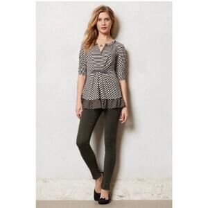 Anthropologie One September Stripe Sz M Soft Knit Tunic Top Y2K Business Casual